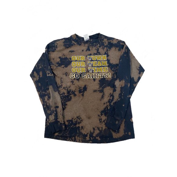 Vintage Acid Wash "Our Town Our Team Our Time" New Orleans Saints Long Sleeve T- - Picture 1 of 1